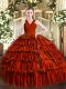 Rust Red Zipper Vestidos de Quinceanera Ruffled Layers Sleeveless Floor Length
