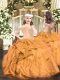 Floor Length Orange Red Little Girls Pageant Gowns Off The Shoulder Sleeveless Lace Up