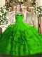 Custom Made Ball Gowns Ball Gown Prom Dress Scoop Organza Sleeveless Floor Length Zipper