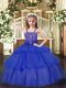 Luxurious Ball Gowns Glitz Pageant Dress Royal Blue Straps Organza Sleeveless Floor Length Lace Up
