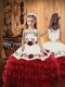 Eye-catching Red Ball Gowns Straps Sleeveless Organza Floor Length Lace Up Ruffled Layers Little Girls Pageant Dress