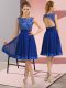 Unique Royal Blue Scoop Neckline Appliques Dress for Prom Sleeveless Backless