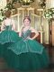 Great Floor Length Dark Green Pageant Gowns For Girls Spaghetti Straps Sleeveless Lace Up