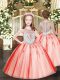 Elegant Ball Gowns Pageant Dress for Girls Coral Red Scoop Tulle Sleeveless Floor Length Zipper