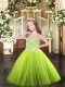 Spaghetti Straps Sleeveless Tulle Child Pageant Dress Appliques Lace Up