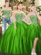 Tulle Sweetheart Sleeveless Lace Up Beading Vestidos de Quinceanera in Green