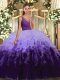 Multi-color Backless Quinceanera Dress Ruffles Sleeveless Floor Length