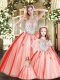 Simple Red Tulle Lace Up Sweet 16 Quinceanera Dress Sleeveless Floor Length Beading