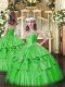 Beauteous Floor Length Ball Gowns Sleeveless Green Pageant Dress for Teens Lace Up