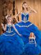 Best Blue Sleeveless Tulle Lace Up 15 Quinceanera Dress for Military Ball and Sweet 16 and Quinceanera