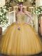 On Sale Sleeveless Lace Up Floor Length Beading and Ruffles Quinceanera Gowns