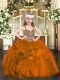 Floor Length Ball Gowns Sleeveless Rust Red Girls Pageant Dresses Lace Up