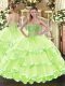 Smart Yellow Green Lace Up Sweetheart Beading and Ruffled Layers 15th Birthday Dress Tulle Sleeveless