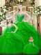Shining Green Lace Up Sweetheart Beading and Ruffles Quince Ball Gowns Organza Sleeveless