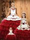 Embroidery and Ruffles Quinceanera Dresses Wine Red Lace Up Sleeveless Floor Length