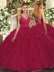 V-neck Sleeveless Organza 15 Quinceanera Dress Ruffles Backless