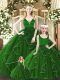 Green Sleeveless Organza Zipper Sweet 16 Dresses for Military Ball and Sweet 16 and Quinceanera
