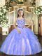 High Quality Floor Length Ball Gowns Sleeveless Light Blue Kids Pageant Dress Lace Up