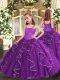 Purple Straps Lace Up Beading and Ruffles Little Girls Pageant Dress Wholesale Sleeveless