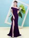 Dark Purple Sleeveless Ruching Floor Length Dama Dress for Quinceanera