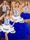 Hot Selling Blue Lace Up Quinceanera Gowns Embroidery and Ruffles Sleeveless Floor Length