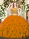 Floor Length Zipper Quince Ball Gowns Rust Red for Military Ball and Sweet 16 and Quinceanera with Beading and Ruffles
