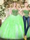 On Sale Tulle Sweetheart Sleeveless Lace Up Beading and Ruffles Quinceanera Dresses in Yellow Green