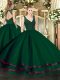 Dark Green Sleeveless Floor Length Beading and Ruffled Layers Zipper Sweet 16 Dress