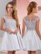 Captivating Silver Quinceanera Dama Dress Prom and Party with Lace Scoop Sleeveless Zipper