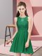 Dramatic Sleeveless Chiffon Mini Length Zipper Court Dresses for Sweet 16 in Dark Green with Appliques