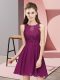 Colorful Dark Purple Empire Scoop Sleeveless Chiffon Mini Length Zipper Appliques Quinceanera Court of Honor Dress