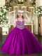 Tulle Sleeveless Floor Length High School Pageant Dress and Beading