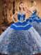 Sweetheart Sleeveless Quinceanera Dress Sweep Train Embroidery Multi-color Fabric With Rolling Flowers