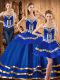 Glorious Blue Quinceanera Dress Military Ball and Sweet 16 and Quinceanera with Embroidery Sweetheart Sleeveless Lace Up