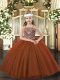 Rust Red Little Girl Pageant Gowns Party and Quinceanera with Beading Straps Sleeveless Lace Up
