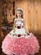 Low Price Fabric With Rolling Flowers Sleeveless Little Girls Pageant Gowns and Embroidery and Ruffles