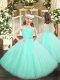 Ball Gowns Girls Pageant Dresses Apple Green Straps Tulle Sleeveless Floor Length Zipper