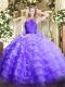 Sleeveless Floor Length Ruffled Layers Zipper Sweet 16 Quinceanera Dress with Lavender