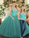 Customized Straps Sleeveless Tulle Quinceanera Gowns Beading Lace Up