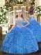 Graceful Beading and Ruffles Pageant Dresses Baby Blue Lace Up Sleeveless Floor Length