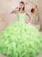 Floor Length Lace Up Vestidos de Quinceanera Yellow Green for Sweet 16 and Quinceanera with Beading and Ruffles