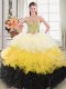 Graceful Organza Sweetheart Sleeveless Zipper Beading and Ruffles 15 Quinceanera Dress in Multi-color