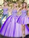 Lavender Quinceanera Gown Military Ball and Sweet 16 and Quinceanera with Beading Sweetheart Sleeveless Lace Up