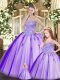 Purple Sweetheart Lace Up Beading Quinceanera Gown Sleeveless