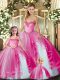 Traditional Fuchsia Lace Up Sweet 16 Dresses Beading and Ruffles Sleeveless Floor Length