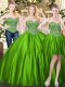 Popular Sweetheart Sleeveless Sweet 16 Dresses Floor Length Beading Green Tulle
