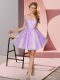 Lavender Zipper Vestidos de Damas Appliques Sleeveless Mini Length
