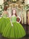 High Quality Olive Green Lace Up Pageant Gowns For Girls Beading Sleeveless Floor Length