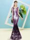 Purple Prom Dresses Prom and Party with Sequins V-neck Sleeveless Zipper