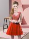 Sleeveless Mini Length Appliques Zipper Homecoming Dress with Red